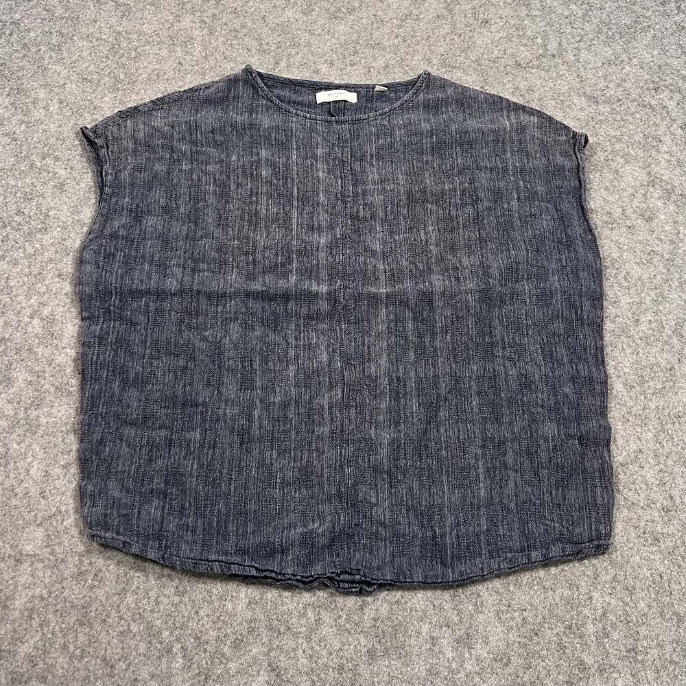 Billy‎ Reid Blue Chambray Cotton Oversized Short Sleeve Top Women's Size XS